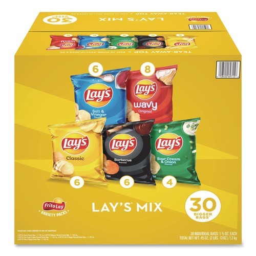 Snacks | Frito-Lay 028400697156 1.5 oz. Bag Potato Chip Variety Mix - Assorted Flavors (30/Carton) image number 0