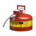 Containers | Justrite 7225120 AccuFlow 2.5 Gallon 5/8 in. Type II Metal Hose Steel Safety Can for Flammables - Red image number 1