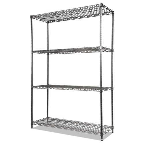 Office Jansan | Alera ALESW504818BA 48 in. x 18 in. x 72 in. Four-Shelf Wire Shelving Starter Kit - Black Anthracite image number 0
