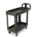 Utility Carts | Rubbermaid Commercial FG450088BLA 17.13 in. x 38.5 in. x 38.88 in. 500 lbs. Capacity 2 Lipped Shelves Heavy-Duty Plastic Utility Cart - Black image number 0