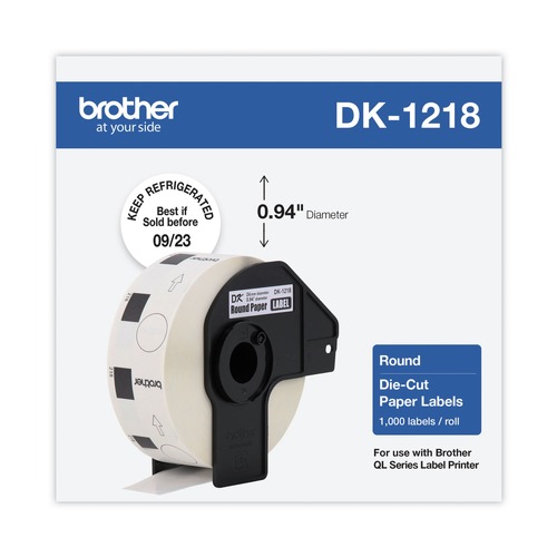 Bulk Savings Pricing 2 | Brother DK1218 0.94 in. dia Die-Cut Round Paper Labels - White (1-Roll) image number 0