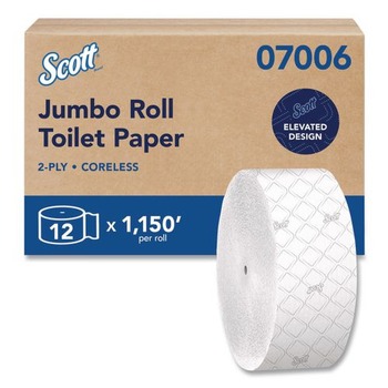 Scott 07006 Essential Coreless JRT Septic Safe 1150 ft. 2 Ply Tissues - White (12/Carton)