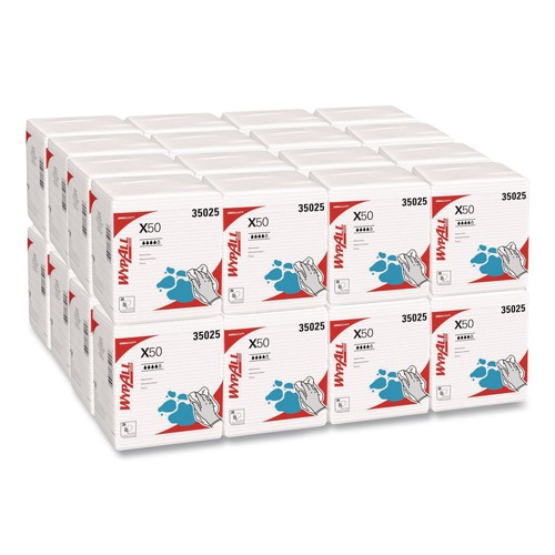 Office Jansan | WypAll 35025 X50 12-1/2 in. x 10 in. 1/4 Fold Cloths - White (26/Pack, 32 Packs/Carton) image number 0