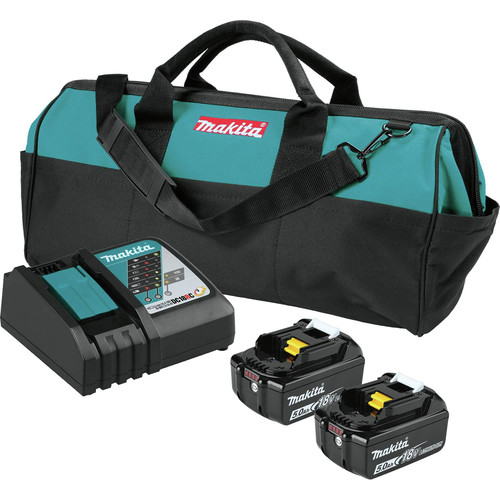 Battery and Charger Starter Kits | Makita BL1850BDC2X 18V LXT Lithium-Ion Battery and Rapid Optimum Charger Starter Pack (5 Ah) image number 0