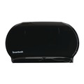 Paper Towels and Napkins | Boardwalk R4070BKBW 20.25 in. x 6 in. x 12.25 in. Jumbo Twin Toilet Tissue Dispenser - Black image number 1