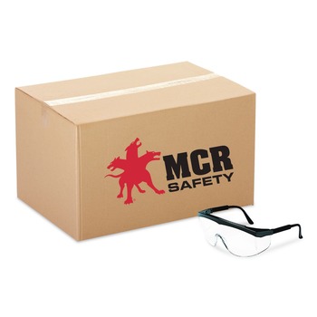 MCR Safety Tomahawk Wraparound Safety Glasses with Black Nylon Frame - Clear (12/Box)