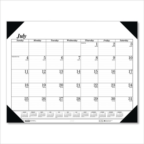 Calendars & Planners | House of Doolittle 125-02 22 in. x 17 in. 14-Month July 2025 to Aug 2026 Economy Academic Desk Pad Calendar - White/Black Sheets/Black Headband image number 0