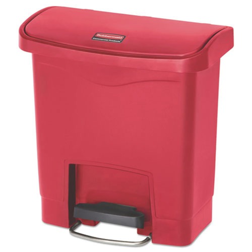 Trash & Waste Bins | Rubbermaid Commercial 1883563 Slim Jim 4-Gallon Front Step Style Resin Step-On Container - Red image number 0