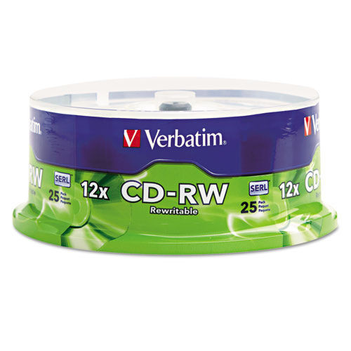 Office Electronics & Batteries | Verbatim 95155 700 MB/80 min 12x CD-RW Rewritable Disc - Silver (25/Pack) image number 0