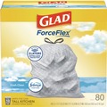 Cleaning & Janitorial Supplies | Glad 78899 ForceFlex 24 in. x 27.38 in. 13-Gallon Kitchen Drawstring Trash Bags - Gain Fresh Clean Scent White (80/Box) image number 0