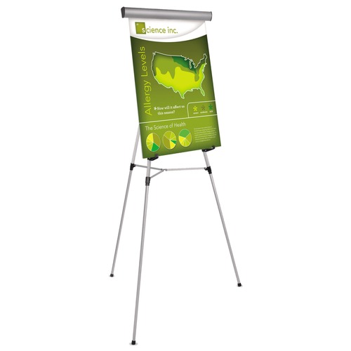 Easels | MasterVision FLX05102MV Adjusts 38 in. to 69 in. High Metal Telescoping Tripod Display Easel - Silver image number 0