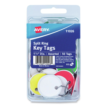 Avery 1.25 in. dia Key Tags with Split Ring - Assorted Colors (50/Pack)