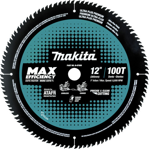 Miter Saw Blades | Makita B-67000 12 in. 100T Carbide-Tipped Max Efficiency Miter Saw Blade image number 0