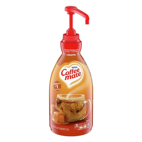 Food Service | Coffee-Mate 12536266 50.7 oz. Liquid Creamer Pump Bottle - Caramel image number 0