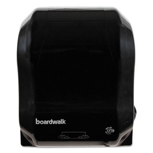 Paper & Dispensers | Boardwalk T7470BKBW 13.25 in. x 10.25 in. x 16.25 in. Hands Free Mechanical Towel Dispenser - Black image number 0