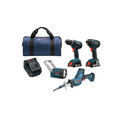 Combo Kits | Bosch CLPK495A-181 18V 4-Tool Combo Kit with 1/2 in. Drill/Driver, 1/4 In. Hex Impact Driver, Compact Reciprocating Saw and Flashlight image number 0