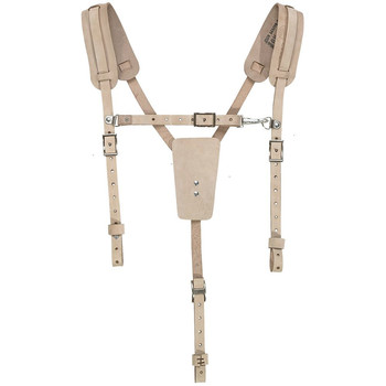 Klein Tools 5413 Soft Leather Work Belt Suspenders - One Size, Light Brown