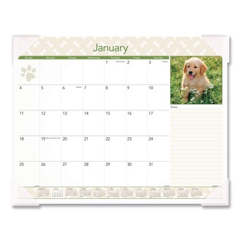 AT-A-GLANCE 12-Month (Jan to Dec): 2026 22 in. x 17 in. Puppies Photography Puppies Monthly Desk Pad Calendar - White Sheets, Clear Corners