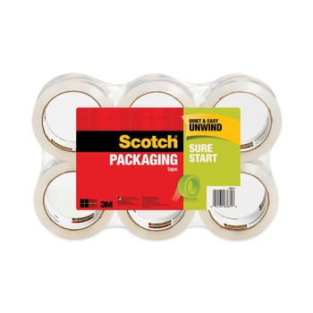 Scotch 1.88 in. x 54.6 Yards Sure Start 3 in. Core Packaging Tape - Clear (6/Pack)
