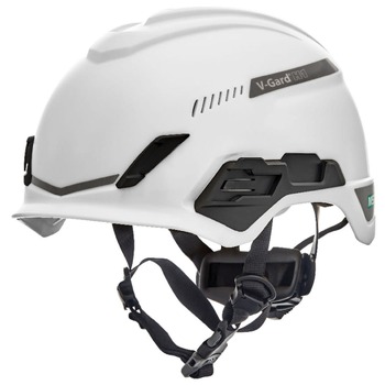 MSA 10194783 V-Gard H1 Fas-Trac III Pivot Trivent ANSI EN12492 Safety Helmet -  White