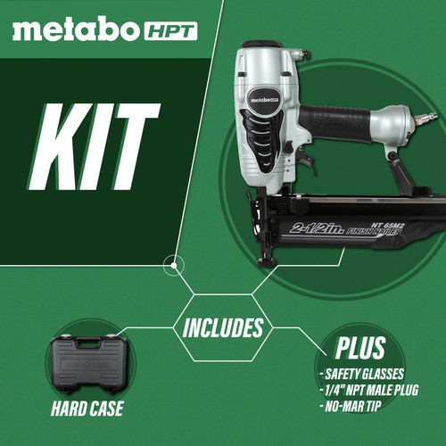 Metabo HPT 16 Gauge 2 1 2 in. Oil Free Straight Finish Nailer Kit