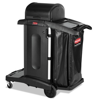 Rubbermaid Commercial Executive High Security 23.1 in. x 39.6 in. x 27.5 in. Janitorial Cleaning Cart - Black