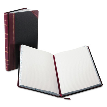 Boorum & Pease 13.75 x 8.38 Sheets Custom Rule Record and Account Book - Black/Red/Gold Cover
