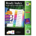 Office Jansan | Avery 11082 Ready Index 11 in. x 8.5 in. 10-Tab 1 to 10 Customizable Table of Contents Dividers with Multicolor Tabs - White (3/Pack) image number 0