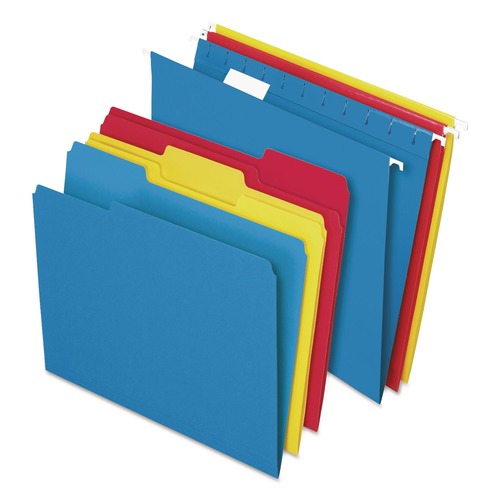 Office Jansan | Pendaflex 16157EE 1/5-Cut Exterior Hanging File Folder 1/3-Cut File Folder Letter Size Combo Filing Kit (24/Box) image number 0