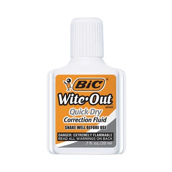 BIC 20 mL Wite-Out Quick Dry Correction Fluid - White (1-Dozen)