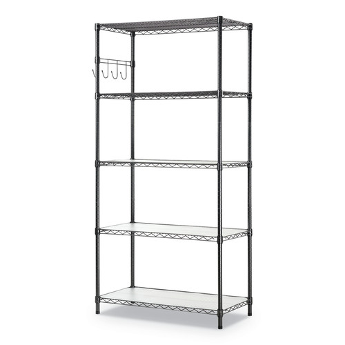 Office Jansan | Alera ALESW653618BA 36 in. x 18 in. x 72 in. 5-Shelf Wire Shelving Kit with Casters and Shelf Liners - Black Anthracite image number 0