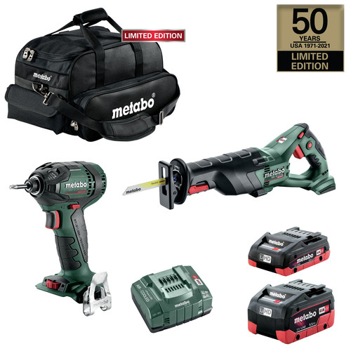 Combo Kits | Metabo US50THRECIPCOMBOKIT 50th Anniversary 18V Brushless Lithium-Ion Cordless Reciprocating Saw and Impact Driver Combo Kit with (1) 5.5 Ah and (1) 4 Ah Batteries image number 0