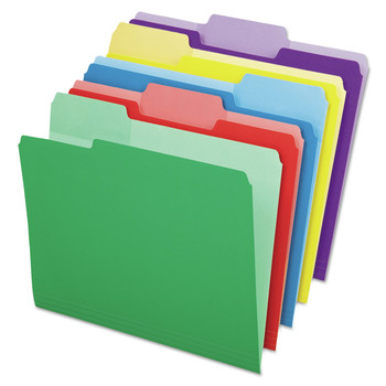 Pendaflex Assorted 1/3-Cut Tabs Letter Size File Folders with Erasable Tabs - Assorted Colors (30/Pack)