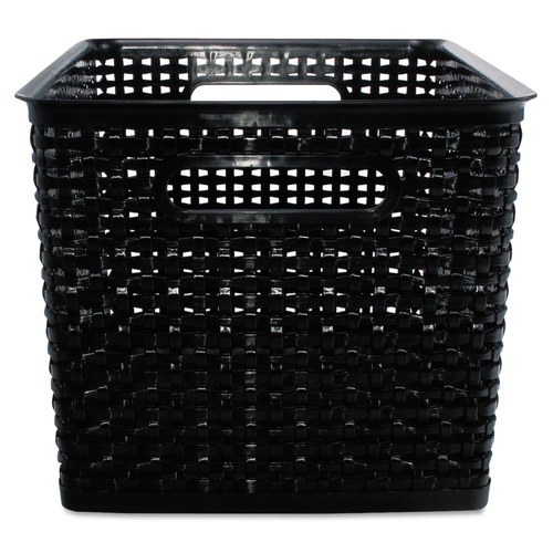 Office Jansan | Advantus 40328 13.88 in. x 10.5 in. x 8.75 in. Weave Bins - Black (2/Pack) image number 0