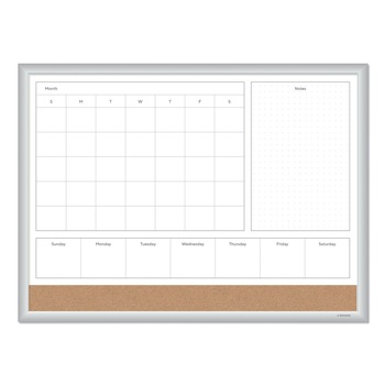 U Brands 23 in. x 17 in. 4N1 Magnetic Dry Erase Combo Board - Tan/White Surface, Silver Aluminum Frame