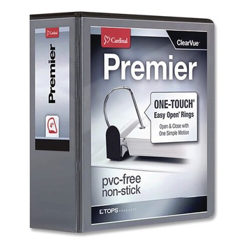 Cardinal 4 in. Capacity 11 x 8.5 Premier Easy Open ClearVue Locking Slant-D Ring Binder - Black