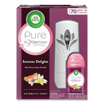 Air Wick 5.89 oz Freshmatic Ultra Automatic Starter Kit - White Flowers and Melon Summer Delights (4/Carton)