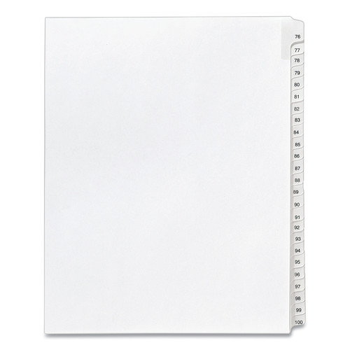 Office Jansan | Avery 01704 11 x 8.5 Allstate Style Preprinted Legal Exhibit Side 76 to 100 Tab Index Dividers - White (25-Pieces/Set) image number 0