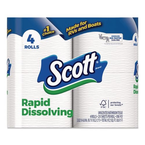 Toilet Paper | Scott 47617 Rapid-Dissolving Toilet Paper - White (4/Rolls/Pack, 12 Packs/Carton) image number 0