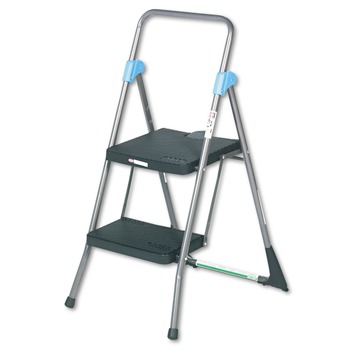Cosco 20.5 in. x 24.75 in. x 39.5 in. 300 lbs. Capacity Commercial 2-Step Folding Stool - Gray
