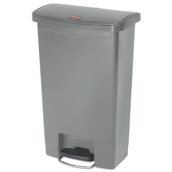 Rubbermaid Commercial Streamline 13-Gallon Front Step Style Resin Step-On Container - Gray