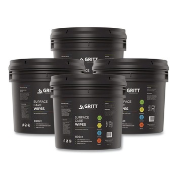 Gritt Commercial GRI5RW1BCS Surface Care Wipes, 1-Ply, 6 x 8, Fresh Scent, White, 800/Bucket, 4 Buckets/Carton