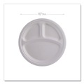 Bowls and Plates | Eco-Products EP-P007NFA Vanguard 10 in. diameter 3-Compartment Renewable and Compostable Sugarcane Plates - White (500/Carton) image number 3