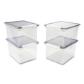 Office & Office Supplies | Storex 61530U04C 13.9 in. x 18.3 in. x 10.6 in. Legal/Letter Tote with Locking Handles - Clear/Silver (4/Carton) image number 3