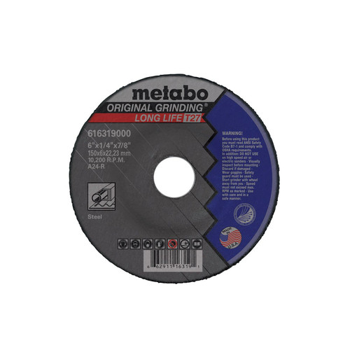 Grinding Wheels | Metabo 655782000 7 in. x 1/4 in. A24R Type 27 Depressed Center Grinding Wheels (10 Pc) image number 0