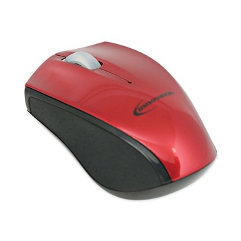 Innovera IVR62204 2.4 GHz Frequency 30 ft. Wireless Range Left/Right Hand Use Mini Wireless Optical Mouse - Red/Black