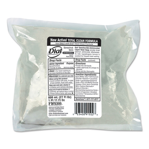 Dial Professional 91502 Antimicrobial Soap For Sensitive Skin, 800ml Flex Pak Refill (12/Carton) image number 0