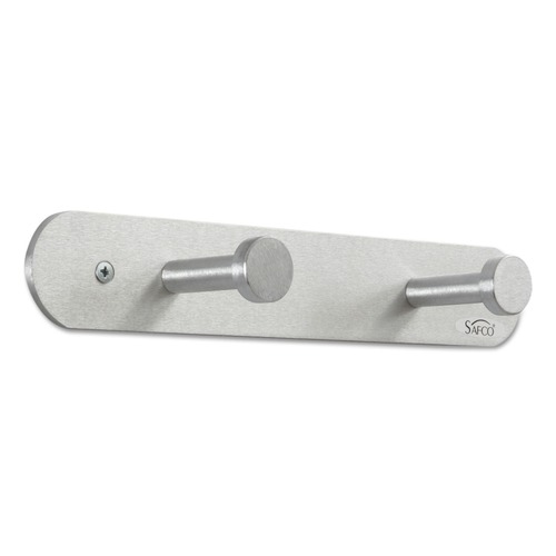 Office Jansan | Safco 4200 12 in. x 2-3/4 in. x 2 in. Two Hooks Metal Nail Head Wall Coat Rack - Satin Aluminum image number 0