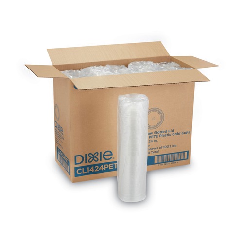 Cups and Lids | Dixie CL1424PET 16 oz. Cold Drink Cup Plastic Lids - Clear (1000/Carton) image number 0
