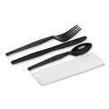 Cutlery | Dixie CH56NC7 Individually Wrapped Heavyweight Plastic Fork/Knife/Napkin/Spoon Set - Black (250/Carton) image number 1